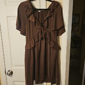 Old Navy Brown Ruffle Mini Dress